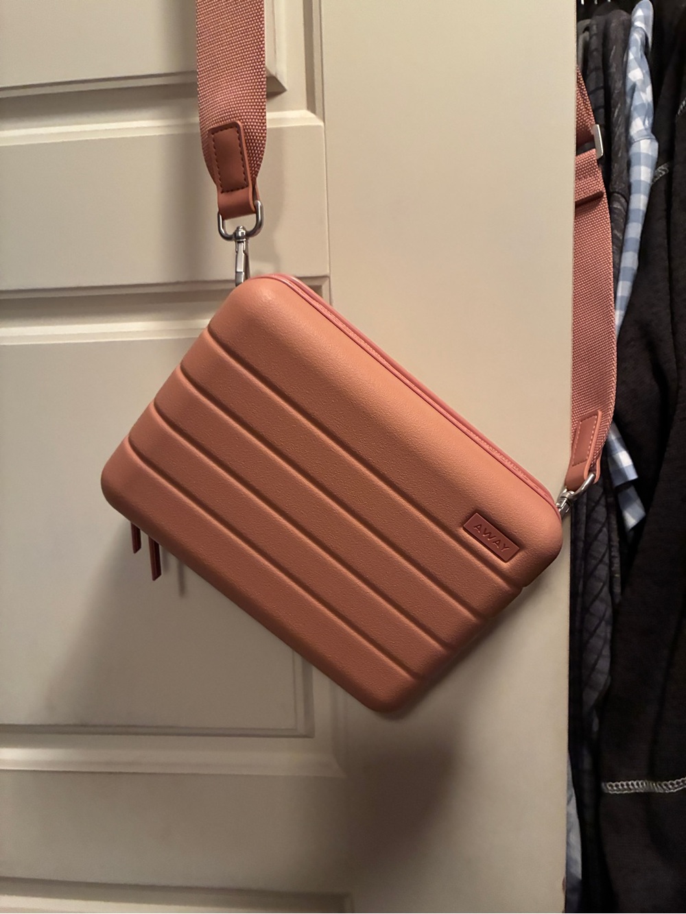 AWAY-Inspired hardshell Crossbody Bag in Clay Pink (salmon color)